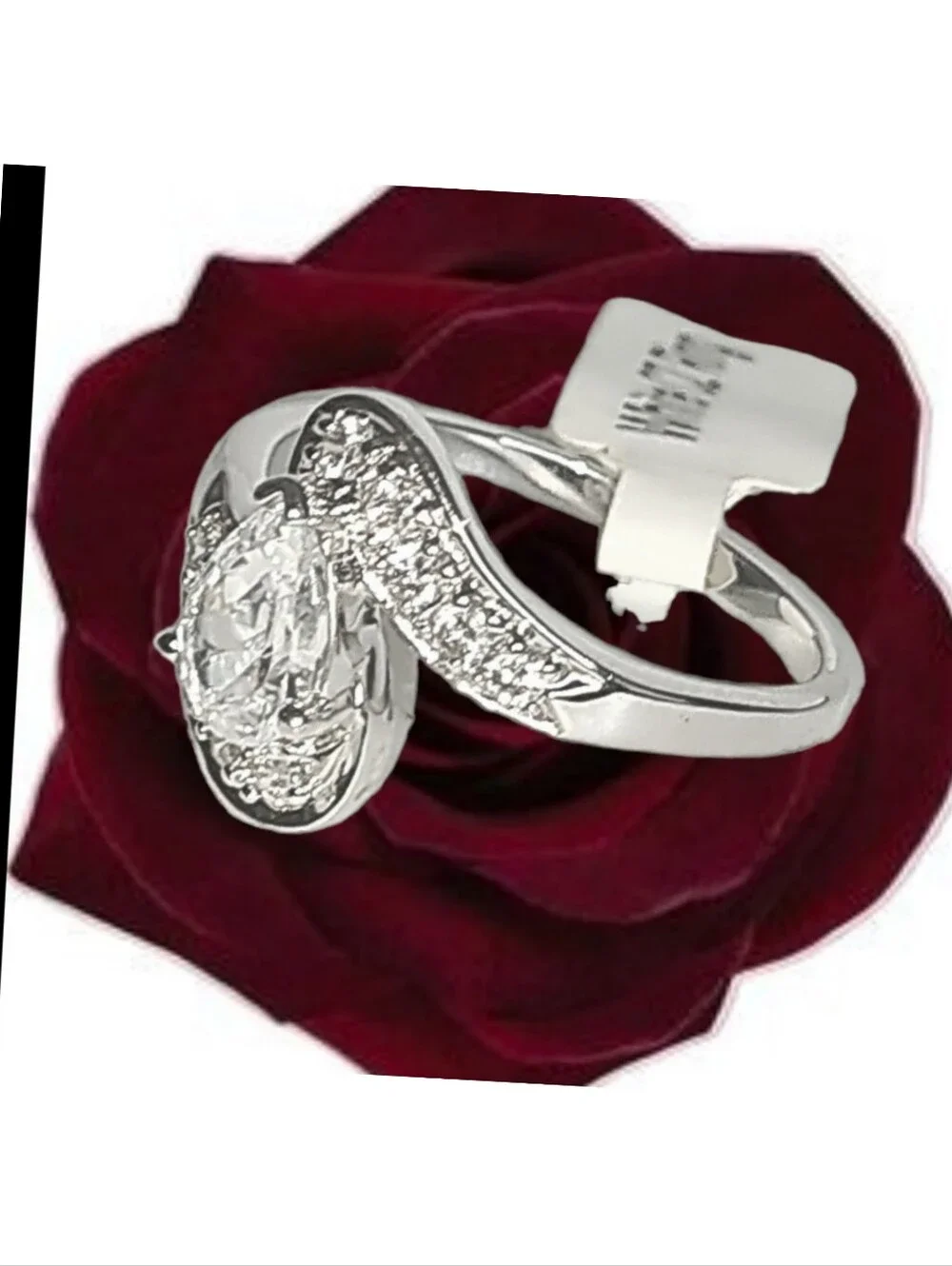 White Gold Plated w/ CZ Center Stone. Size 12 NWT